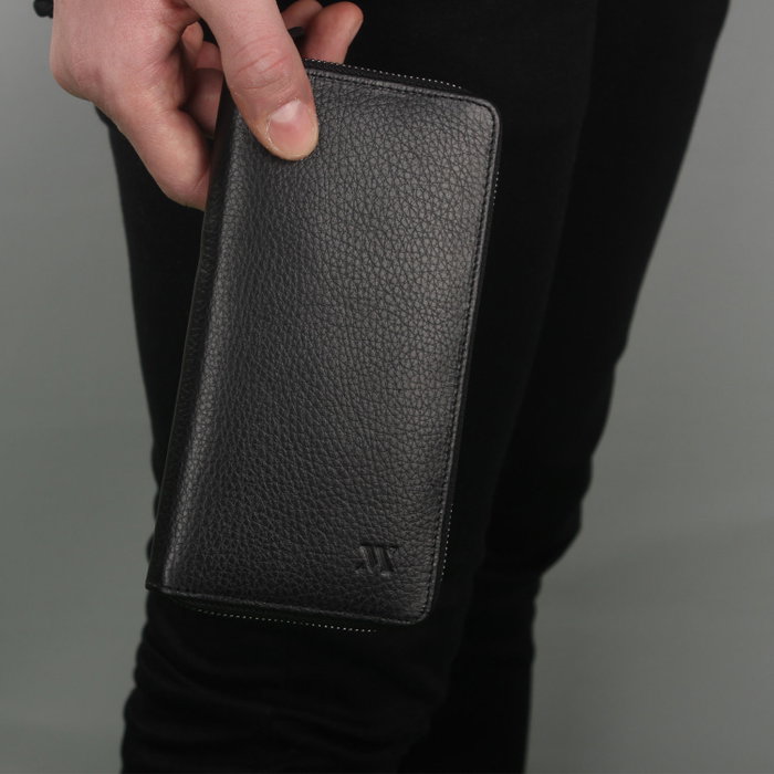 Zoozie Bags Cartera de Piel Auténtica Negra